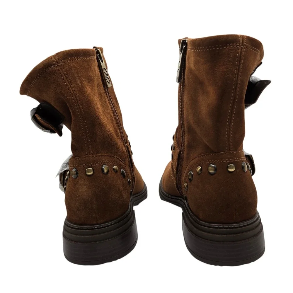 Naturalizer Womens Optimus Fashion Boot Dark Chestnut Brown Stud Suede 8.5 M